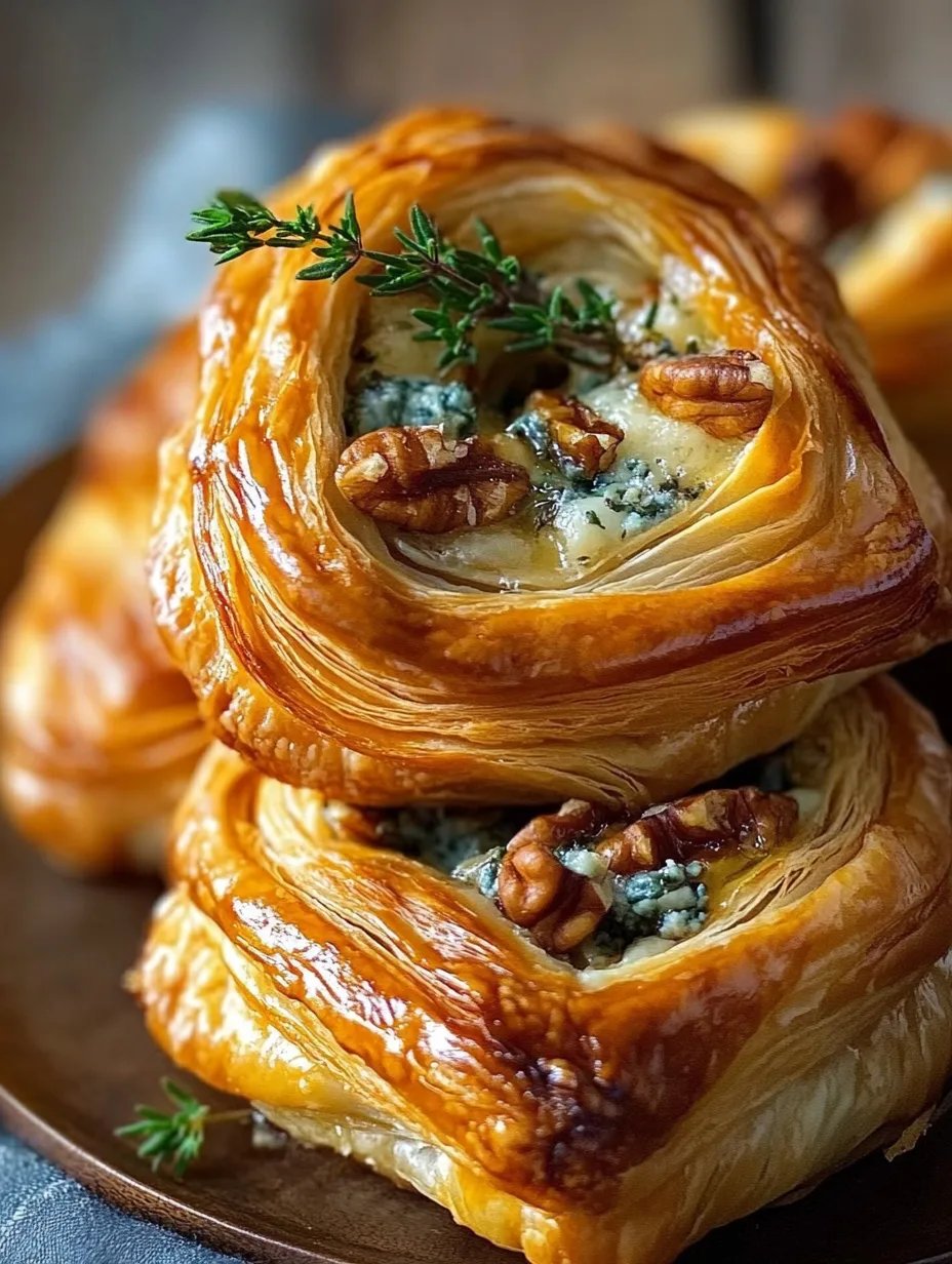 Blue Cheese Walnut Thyme Puff Pastry Twirl