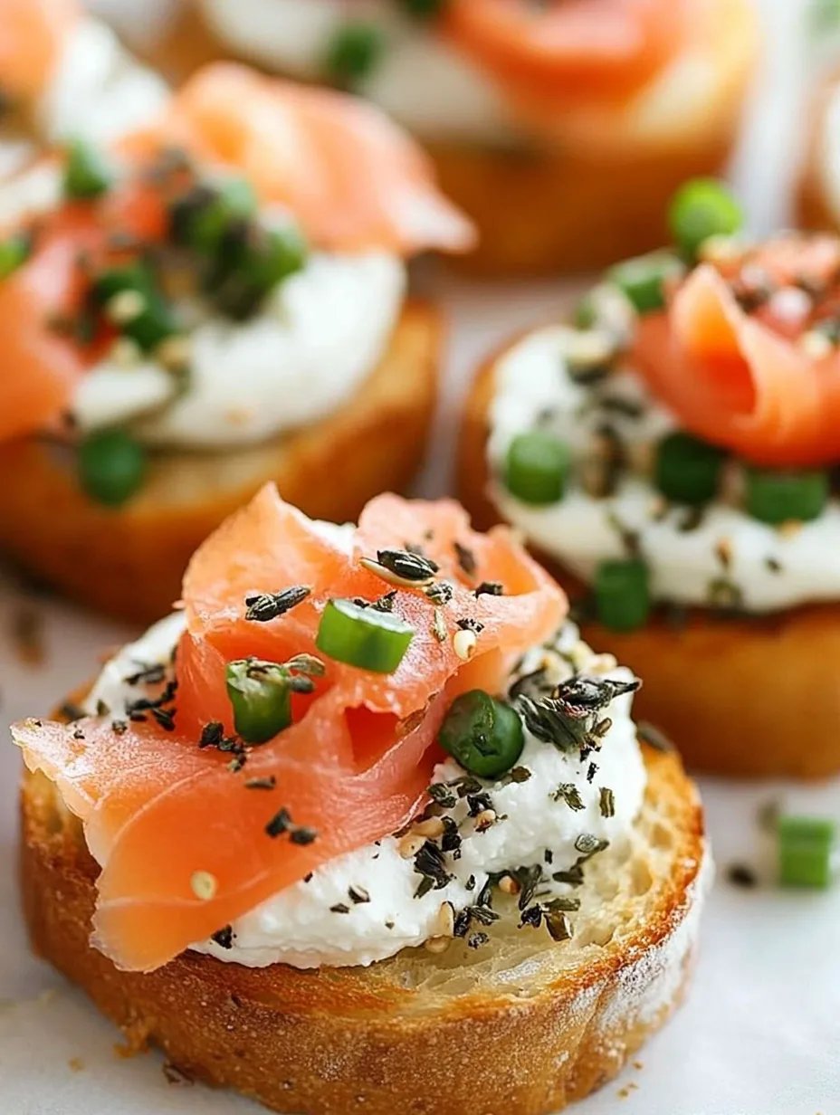 Smoked Salmon Crostini with Garlic Herb Cream Cheese