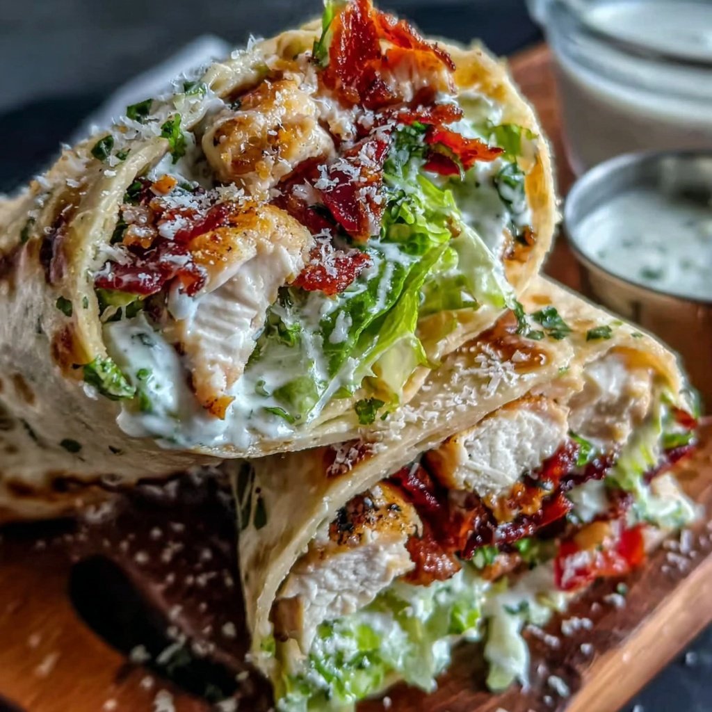 Healthy Chicken Caesar Salad Wraps
