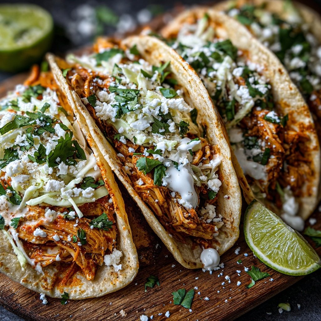 Shredded Chicken Tacos With Lime Slaw