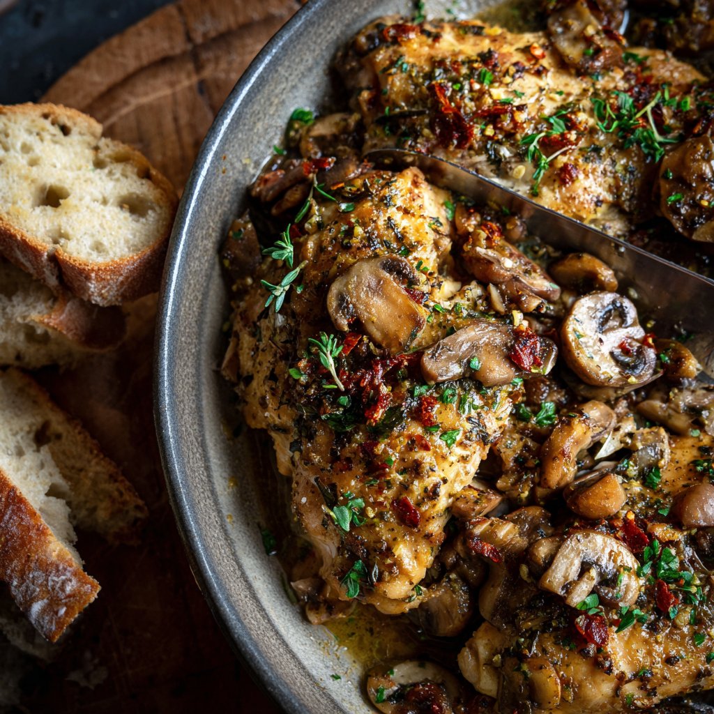 Healthy Crockpot Chicken with Mushrooms