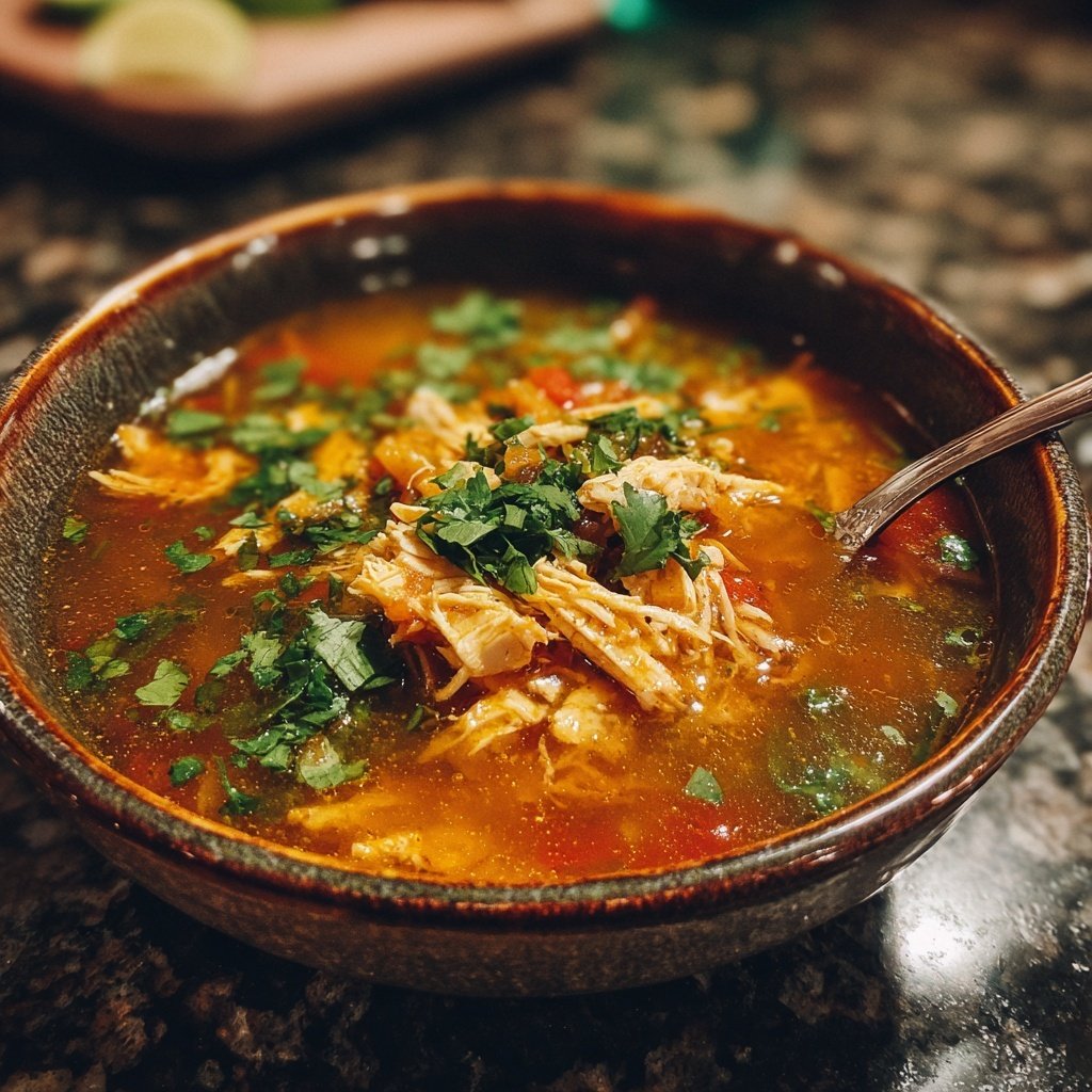 Shredded Chicken Tortilla Soup