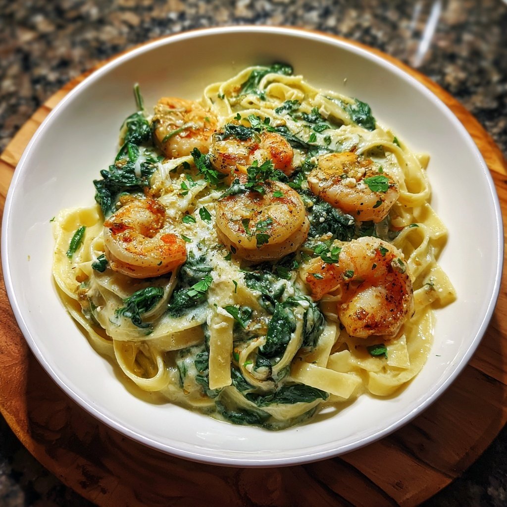 Shrimp And Spinach Cream Pasta