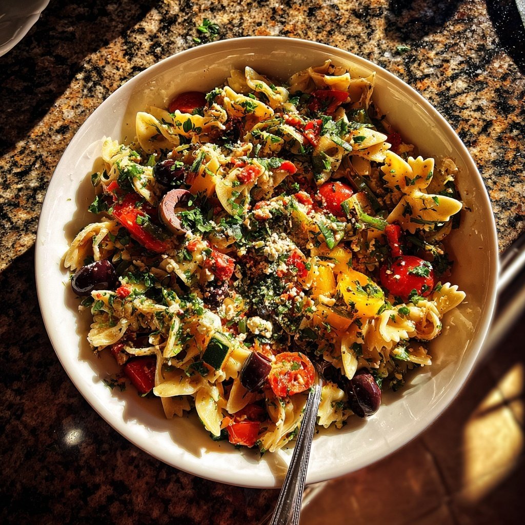 Mediterranean Pasta Salad With Herbs